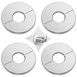 4 Piece Shower Arm Flange Stainless Steel Wall Split Flange Round Escutcheon Plate Cover Escutcheon Plate Floor for 24mm Diameter Pipe(24mm/0.94in)
