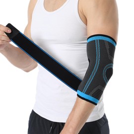 NuCamper Elbow Support with Strap Men Women Tennis Elbow Golfer's Elbow Compression Bandage Non-Slip Bandage for Tendonitis, Arthritis, Joint Pain, Strength Sports, Tennis, Golf