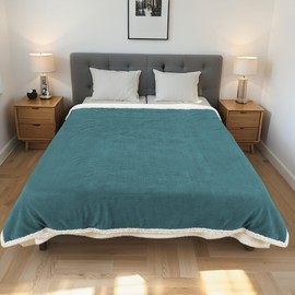 RALYSUN Electric Heated Blanket Full Size 72"x84" - Dual-Sided with Microplush & Sherpa Fabric, 4 Heat Settings & 10 Hours Auto Off, Machine Washable - Teal