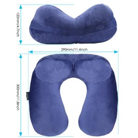 urophylla Inflatable Travel Pillow for Airplane, Soft Velvet Inflatable Travel Neck Pillow for Airplanes, Train, Car, Home and Office with Packsack & Comfortable Velvet - Blue