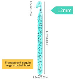 12 mm Large Crochet Hooks, Ergonomic Handle for Arthritic Hands, Professional Huge Crochet Needles, Colorful Transparent Crochet Hook for Beginners and Crocheting Yarn(12 mm)