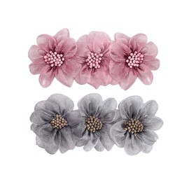 Vsdski Flower Hair Clips Net Yarn Flowers Hairpins Hairgrip Ponytail Barrettes Flower Hair Accessories for Wedding Birthday Beach Party Hair Decoration (Pink, Purple, 3 Count)