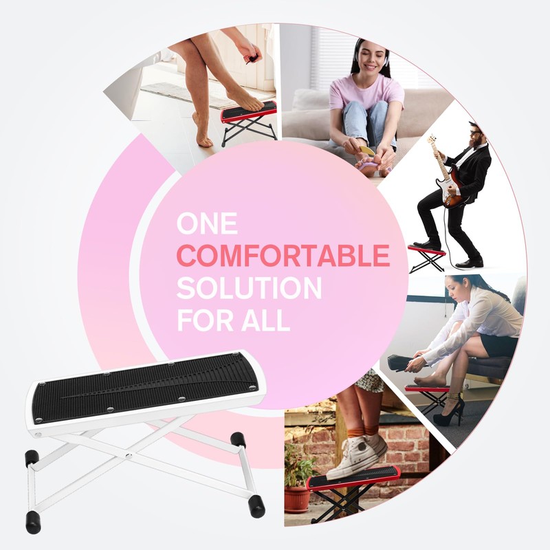 Subay Pedicure Foot Rest, 6-Height Adjustable, Foldable Non-Slip Foot Stand
