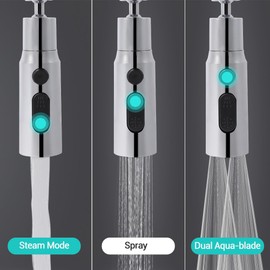 Kitchen Faucet Sprayer Head Replacement, Kitchen Faucet Pullout Sprayer Replacement, 360 Swivel Spout Faucet Extender 3 Modes for Kitchen Sink,Tap Accessories (silver)