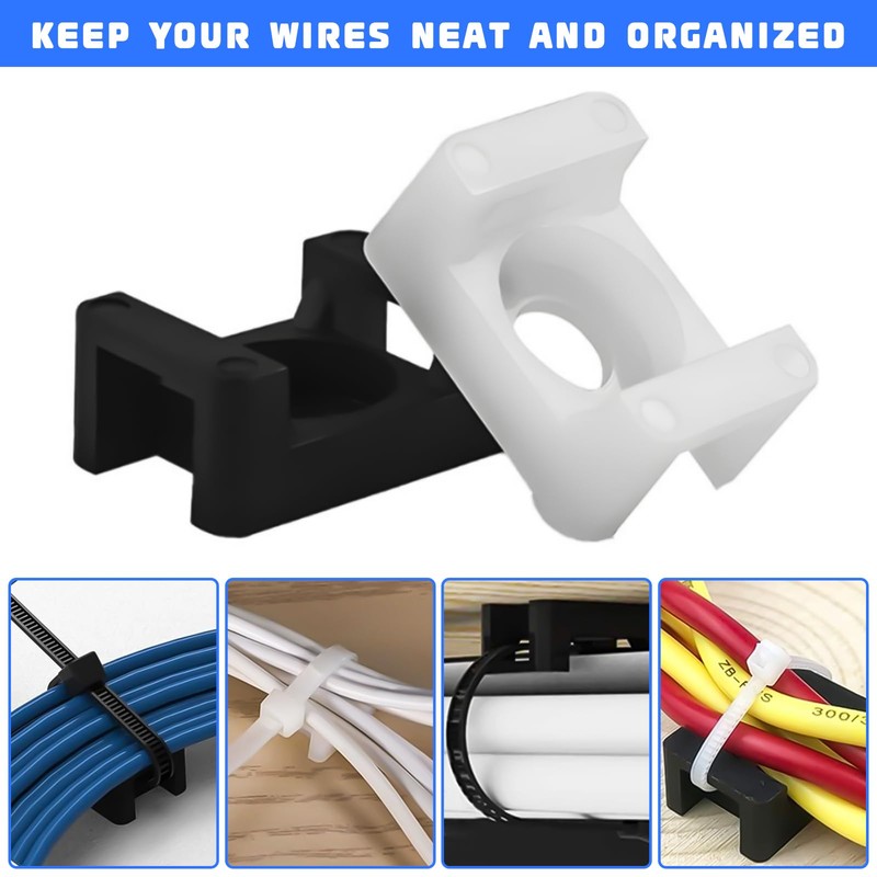 TTYSHIP® Pack of 200 Screw Cable Holders, Screw Base for