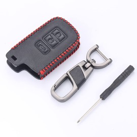 BKY Toyota Exclusive Smart Key Case, Leather, Beige, Harrier Camry, New Land Cruiser 200 Series, Crown RAV4 Compatible Key Cover (Black)