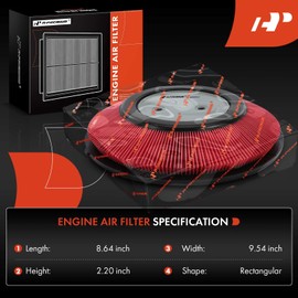 A-Premium Engine Air Filter Compatible with Nissan D21 Pickup, Frontier, Pickup, Xterra 1990-2004, L4 2.4L, Replace# 16546-86G00