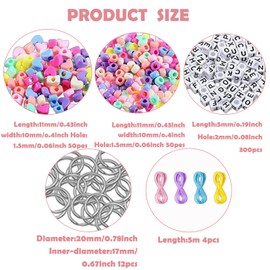 566 Pcs Keyring Making Kit, Letter Beads for Keyring Making, DIY Keyrings, Bead Kit, Keyrings & Keychains, for DIY Making Keyring Valentine's Day Jewelry Decor, Holiday Party, Backpack Charms