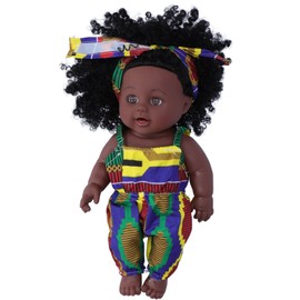 30cm Reborn Baby Dolls African Baby Girl Black Skin Curly Hair Vinyl Doll Child Toy
