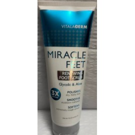 VITALADERM MIRACLE FEET RENEWING FOOT SCRUB 3X ACTION GLICOLIC &ALOE 8.5FLOZ
