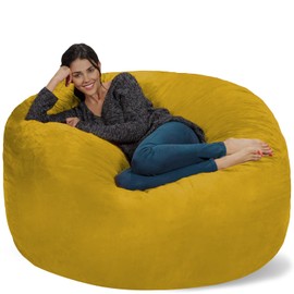 Chill Sack Bean Bag Chair: Giant 5' Memory Foam Furniture Bean Bag - Big Sofa with Soft Micro Fiber Cover - Yellow