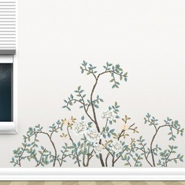 astylishome Wall Stickers Plant Green Plants Flowering Leaves Walls Sticker Removable Art Mural Decals for Living Room Bedroom Balcony Corridor Window TV 0701