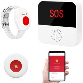 WiFi Caregiver Call Button System Smart App Alert Emergency Call Button Personal Help Alert at Home for Elderly Patients (Supports 2.4GHz WiFi Only)