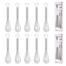 10 Pieces Heart Shaped Egg Beater Mini Stainless Steel Manual Eggs Whisk Wedding Party Souvenir Baby Shower Favors Individual Package