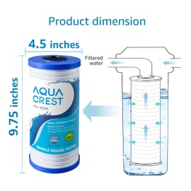 AQUA CREST AP810 Whole House Water Filter Replacement for 3M® Aqua-Pure® AP810, AP801, AP811, Whirlpool® WHKF-GD25BB, WHKF-DWHBB, 5 Micron, 10" x 4.5", Well & Tap Water Filter, Pack of 4