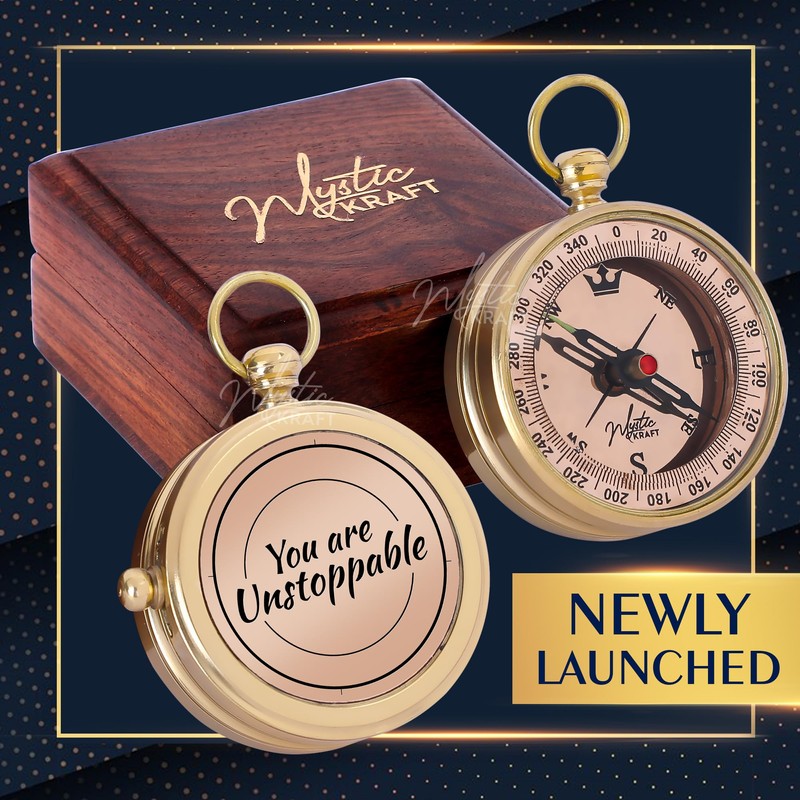 MYSTICKRAFT Thoreau's Go Confidently Pocket Compass Gift for Men |