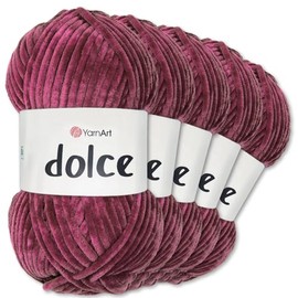 Frida's Wollhaus YarnArt 5 x 100 g Dolce Chenille Wool Yarn Knitting Crochet Amigurumi 52 Colours (766 | Orchid)