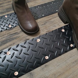 2 Pcs Rubber Outdoor Non Slip Stair Treads Wooden Steps Screw Down,31.5” x 4” Wear-Resistant Stair Grips Strips for Porch Steps,Courtyard,Dogs,Back Yard,Walkways,Rainy,Snowy and Ice Weather.