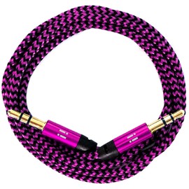 i! - 2m Premium Nylon AUX Audio Cable Jack 3.5 to 3.5 Jack - Pink