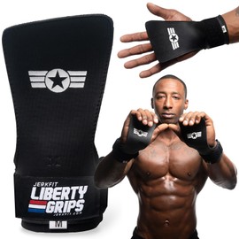 JerkFit Liberty Grips 2.0 (XSmall) - Fingerless Gymnastics Hand Grips for Pull-Ups, Cross Training, Weightlifting, WODs, and Calisthenics - No Hole Hand Protection to Prevent Rips and Blisters
