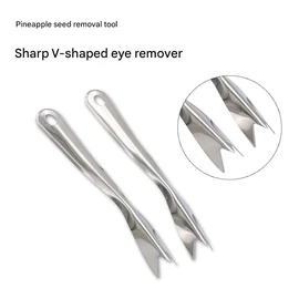Pineapple Eye Remover Tool - Stainless Steel Pineapple Eye Remover V Shape -Pineapple Eye Peeler for Home, Store, Supermarket, 2 Pcs (Silver, One Size)