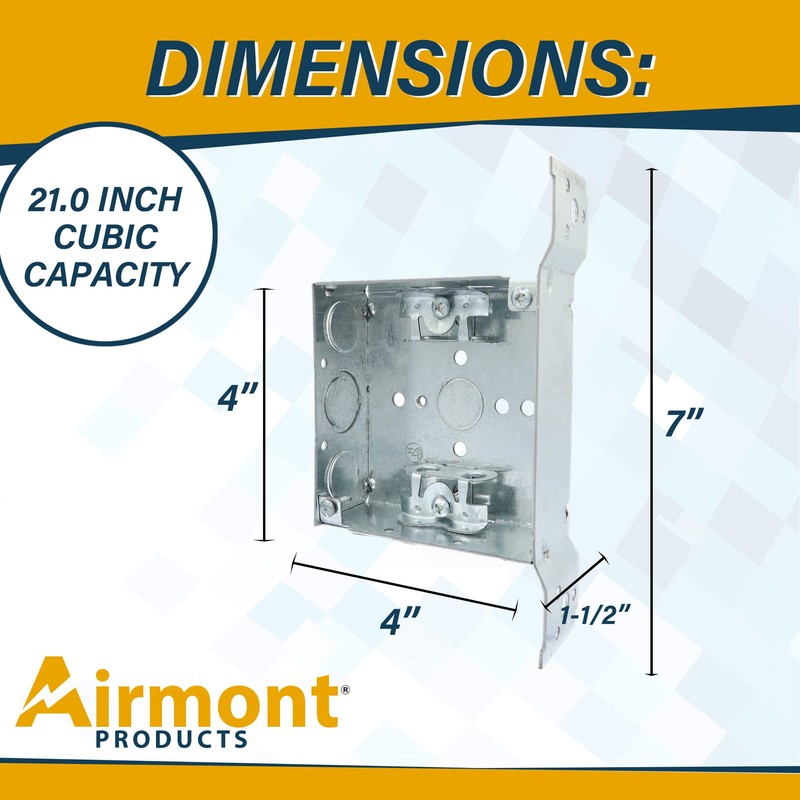 (2 Pack) 4-Inch Square Metal Box with Side Mounting Bracket,