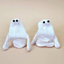 Magnetic Hand-Holding Eyeball Couple Socks Unique Black 5ea