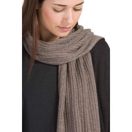 Fishers Finery Women's Cashmere Cable Knitted Scarf | Gift Box (Cappuccino)