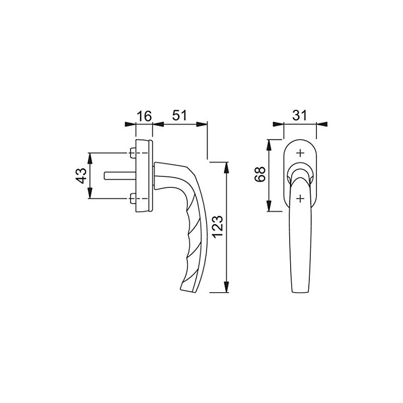 HOPPE Atlanta Secustik + VarioFit Window Handle 90° 7 x