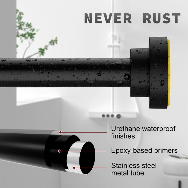 Thestoa Shower Curtain Rod Adjustable 43-92 inch, 1"Diameter Spring Tension
