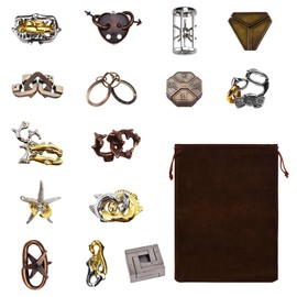 Moorstdel 15 Pieces Classic Metal Lock Puzzle, Metal Puzzle Metal Puzzle Puzzle IQ Games Patience Game Metal Puzzle Skill Game Toy Gift Set for Adults Teenagers