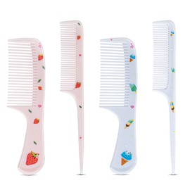 MEGAVOW Hair Brush Set for Girls Fine Teeth Detangling Comb and Brush Hairdressing Rat Tail Brush for Girls Boys Wet Dry Hair Styling Women Cute 4 Pieces