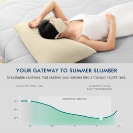 HOMELAB® BlueCool™ Cooling Pillowcases King 20"x36", Q-Max>0.4 Instant Cool Down, Smooth Like Silk Pillow Covers for Hot Sleepers & Night Sweats, Gentle on Face & Hair, Set of 2, Cream Mist