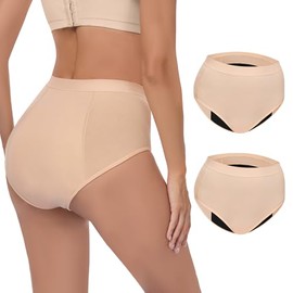 Calzones para Incontinencia para Mujer - Hasta 100ml de Absorción | A prueba de fugas y Reutilizables | Calzones para Control de la Vejiga | Para Postparto y Menopausia - Paquete de 2 (Color Nude, Talla XXL)