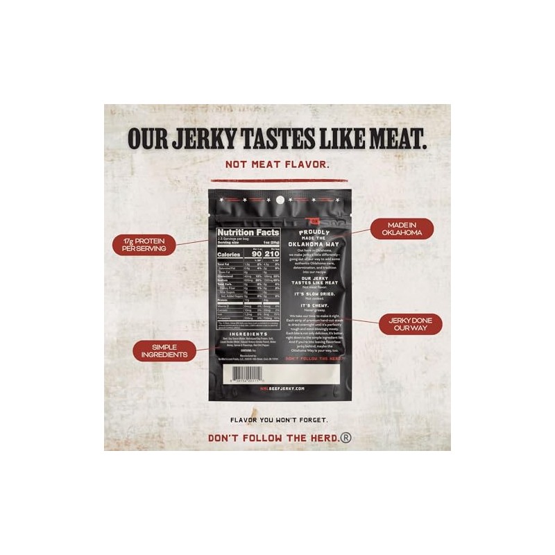 No Man's Land Crushed Red Pepper Beef Jerky, Hand-Cut Steak,