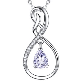 ELDA & CO. Valentiens Day Birthday Gifts Wife Jewelry June Birthstone Light Purple Alexandrite Necklace Women Forever Love Infinity Sterling Silver Necklace