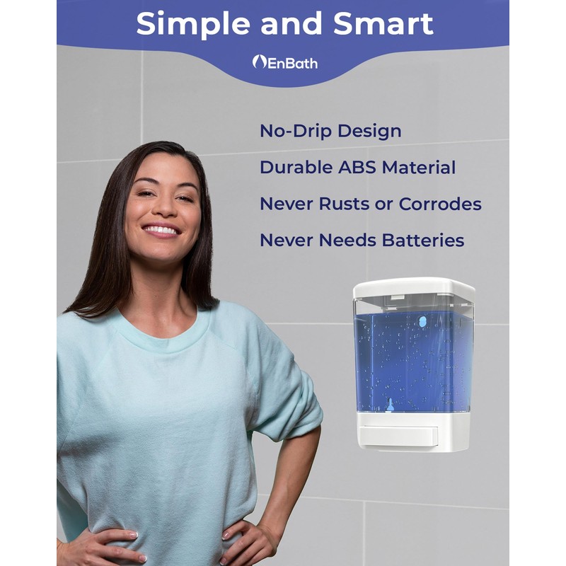 Wall Mount Soap Dispenser for Bathroom (2-Pack White), Commercial Hand