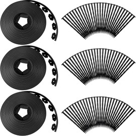 Sintuff 354 ft Garden Landscape Edging No Dig Lawn Edging Border with 324 Anchoring Spikes 2 Inch Tall Flexible Barrier Edging for Landscape Flower Garden Lawn Yard (Black)