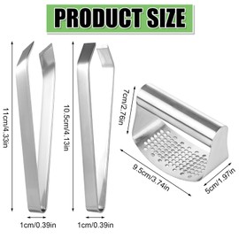 Garlic Press and Peeler Set, 2pcs Stainless Steel Garlic Mincer 1pcs Stainless Steel Garlic Chopper Garlic Tweezers Garlic Crusher Garlic Clippers Garlic Press Rocker Easy Faster Kitchen Tools