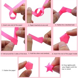 Star Origami Paper, Lucky Star Decoration Paper Strips DIY Hand Art Crafts (Pink Gradient (540 sheets))