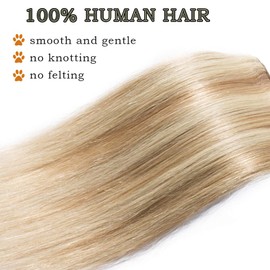 18 inch Real Hair Clip in Hair Extensions #18/613 Ash Blonde&Bleach Blonde 8pcs (70g)