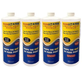 Sunheater Liquid Solar Blanket for Pools, Cover Free Liquid Heat Shield, Non-Toxic and Safe for Swimmers, Reduces Heat Loss, Chemical Loss & Water Evaporation, Four 32 oz Bottles