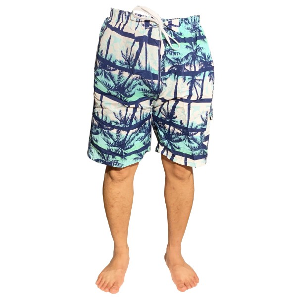 Toison Mens Board Surf Swimming Trunks With Mesh Line White