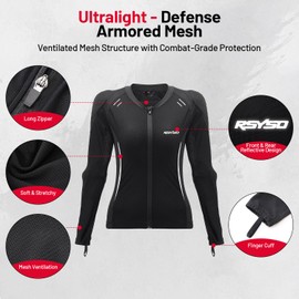 RSYSO Women's Armored Motorcycle Shirt with CE Certified Protective Mesh Jacket with Reflective Strips, All Season Motorcycle Riding Shirt for Motorcycle Bicycle Scooter Riding Gear