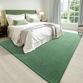 Keeko 5x8 Area Rugs for Living Room, Soft Modern Memory Foam Bedroom Rug Washable Indoor Rug Low Pile Minimalist Non-Slip Carpet Big Rugs for Kids Nursery Room Home Decor Green and White