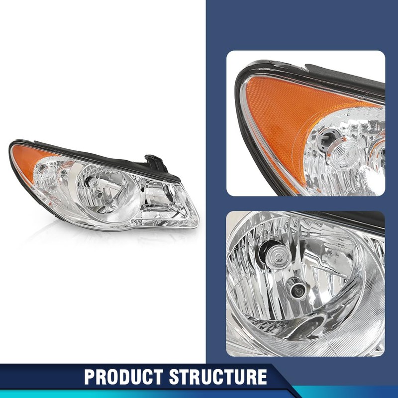 PIT66 Headlights Assembly Pair w/o Bulbs Compatible with Hyundai Elantra