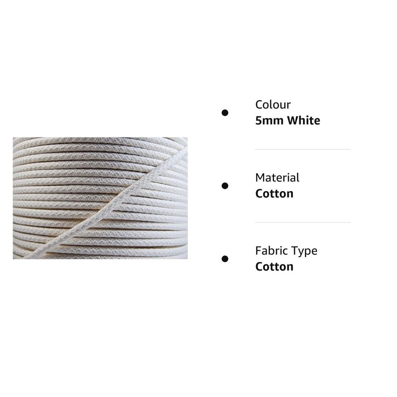 Cotton Piping Cord - Natural - Netted, Pre-Shrunk - for