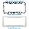 Leopard Print License Plate Frame for Women Black Gray Cheetah