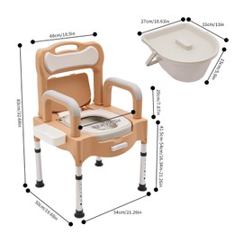 TITIDU Height Adjustable Bath Seat Bedside Commode Toilet Chair Heavy Duty Adult Senior,Portable Toilet Chair, for Home Use