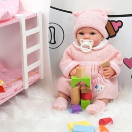 Bibi Doll - 20” Reborn Doll Clothes Suitable for 20” Baby Doll Boy Girl Dress Outfit Christmas Birthday Gift (Peach Bunny Girl Outfit)